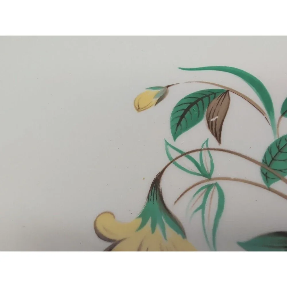 Vtg Salem China Starlight Double Handled Round Platter Yellow Flowers